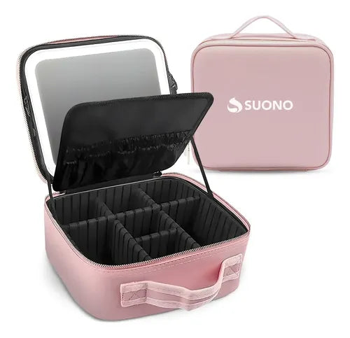 Maletín Organizador Suono Espejo Led Recargable Ro Rosa