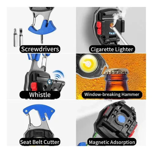 Linterna LED COB Recargable USB con Imán y Gancho Azul · 16726 · foto 05