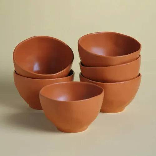 Set X6 Bowls Cerámica De Gres Terrakota/naranja Mate | 558ml