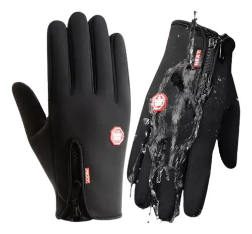 Guantes Moto Invierno Hkxy Táctiles Resistentes Agua Viento