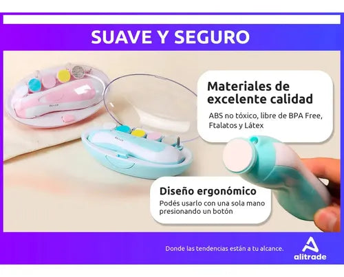 Lima de Uñas Eléctrica para Bebé con Luz Silenciosa Rosa · 7324 · foto 05