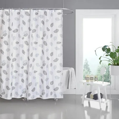 Cortina De Baño Teflón Estampada Imperme Blanco Hoja