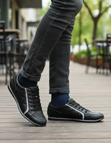 Zapatilla Narrow Cuero Vacuno Hombre Urbana Talle 39 Negro