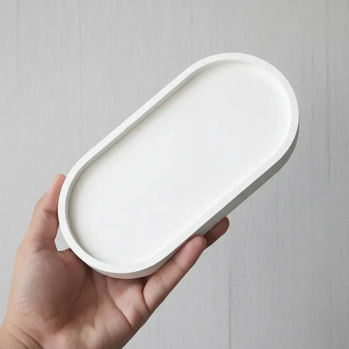 Bandeja de Yeso Ovalada Decorativa para Vela o Suculenta Pack x 10 Blanco · 15783 · foto 03