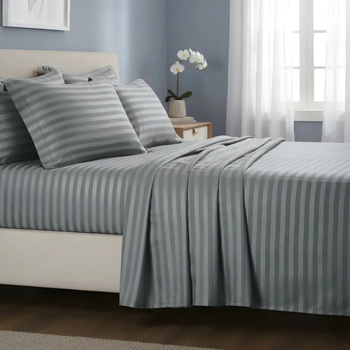 Juego de Sábanas 2 1/2 Plazas Cotton Touch Gris Oscuro · 16223 · foto 01