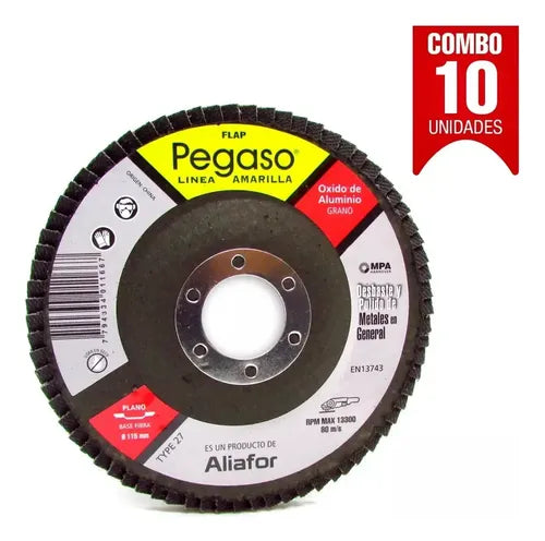 Disco Desbaste Pegaso 115mm Óxido Aluminio Grano 60 Metales Pack 10 40