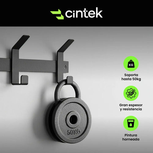 Perchero Pared Cintek Industrial Hierro Negro 4 Ganchos Resi