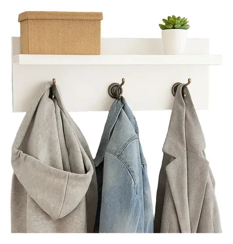 Perchero Repisa Estante Organizador Ropa De Pared Recibidor