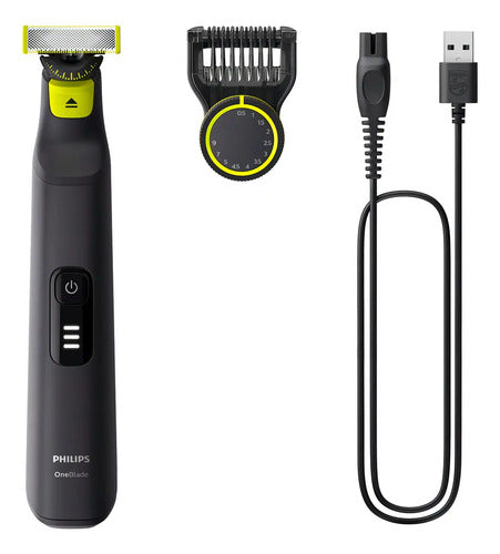 Afeitadora Philips Oneblade Pro Qp6532/10 - Peine Ajustable Con 12 Longitudes, 90 Min De Uso Continuo Y 100% A De Agua - No Irrita Negro