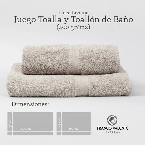 Juego de Toalla y Toallón Grande Franco Valente 400gr Cemento Lisa · 16063 · foto 04