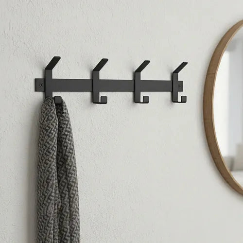 Perchero Pared Cintek Industrial Hierro Negro 4 Ganchos Resi