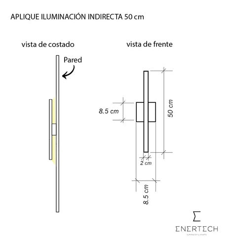 Aplique Lineal Enertech Con Iluminacion Indirecta 50 Cm