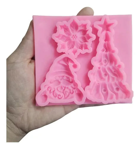 Molde Silicona Arbol Navidad Papa Noel Pasteleria Fondant Po Aleatorio