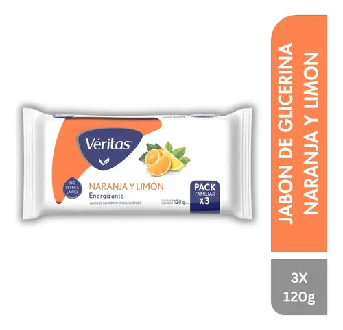 Jabón De Glicerina Veritas Naranja Limón 3x120g Barra Cuerpo · 17758 · foto 01