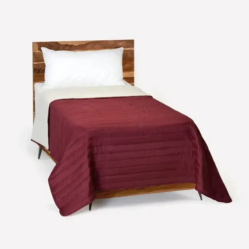 Cover Cubrecama Colors 1 1/2 Pz Estampado Liso Reversible Bordo Natural Lisa