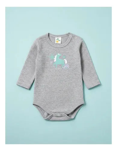 Body Jersey Manga Larga con Estampa de Unicornio Gris Melange Talle 0 · 17217 · foto 04