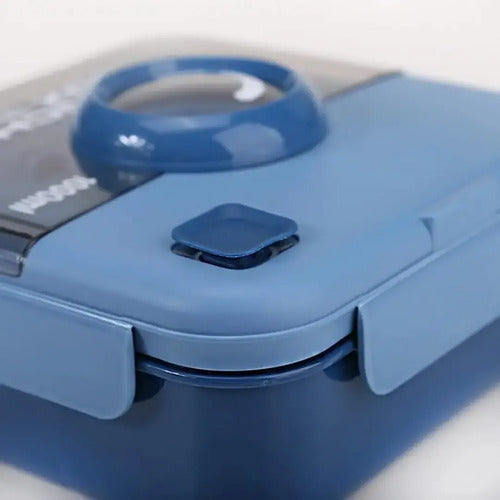 Taper Con Tapa Hermetico Antiderrame Vianda Lunchera Escolar Azul