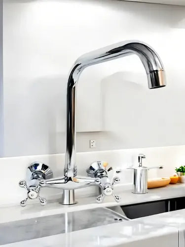 Canilla Rory Doble Comando de Pared para Cocina Pico Alto Cromada · 15955 · foto 01