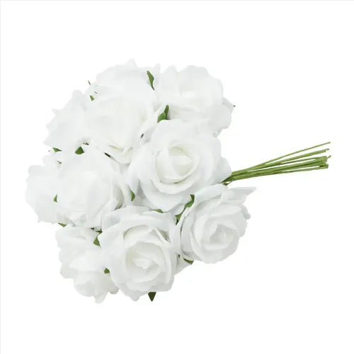 Ramo De Goma Eva 12 Flores Artificiales Centro De Mesa Blanc