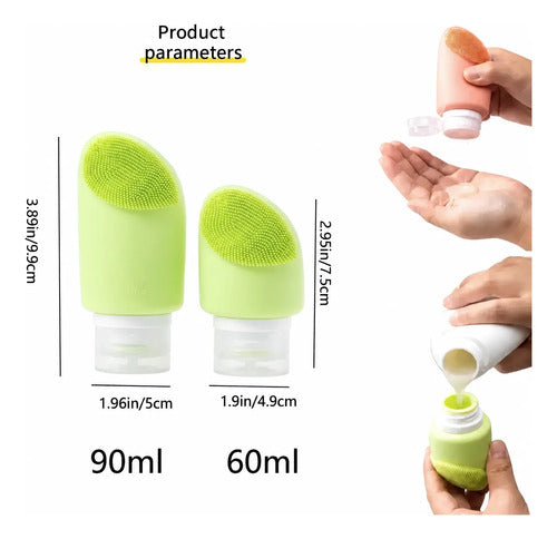 Botella de Silicona Recargable para Shampoo y Cremas de Viaje 60ml Verde · 17440 · foto 01
