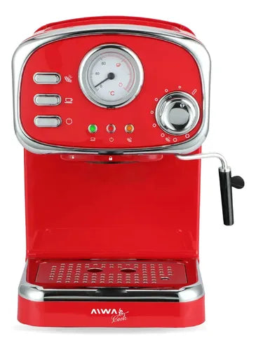 Cafetera Espresso Estilo Vintage Aiwa 1,25 L Con Vaporizador Color Rojo