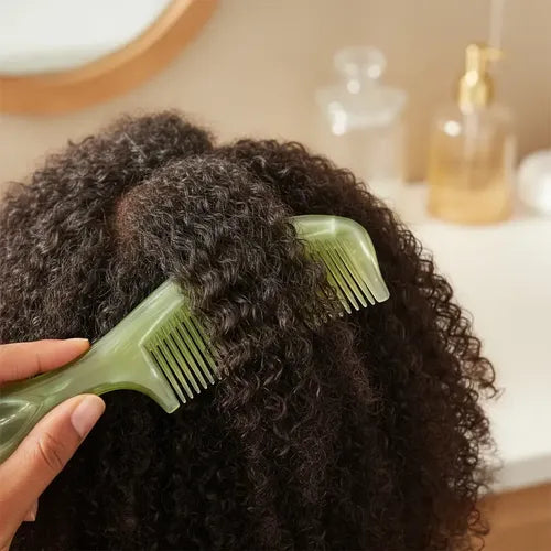 Peine Plástico Con Mango Desenreredante Ideal Rizos Verde Claro