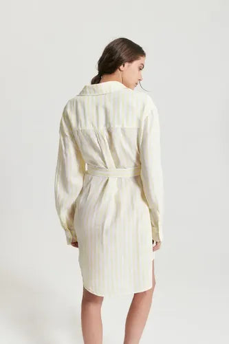 Vestido Apio Amarillo De Mujer Maria Cher Lino Amarillo Lisa