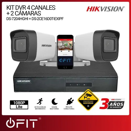 Kit Seguridad Hikvision Dvr 4ch + 2 Bullet 1080p + Cable