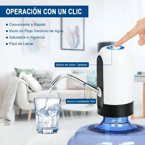 Dispenser Genérica Bomba De Agua Bidon Automatico Recargable Usb Color Negro