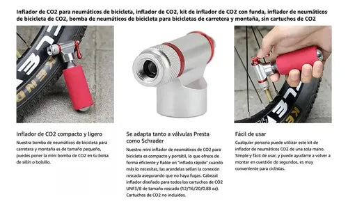 Inflador de CO2 Prostar para Bicicleta Presta y Schrader Rojo · 16902 · foto 09