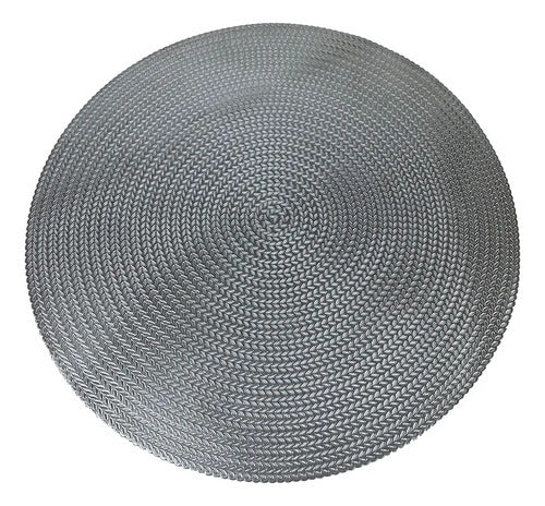 Individual Mantel Mesa Platos Decorativo Redondo 38cm X6 Color Plateado Luna