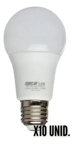 Lampara Led Sica 911590,911591 13 W A60 E27 Luz Dia 13w Pack X 10 Color De La Luz Blanco Cálido