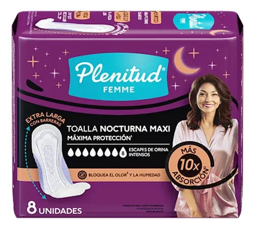 Plenitud Toalla Nocturna Femme Incontinencia x 8 Unidades · 17387 · foto 01