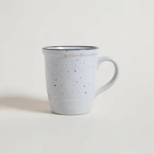 Taza Jarro Mug Ceramica Granito Blanco Borde Gris De 530ml