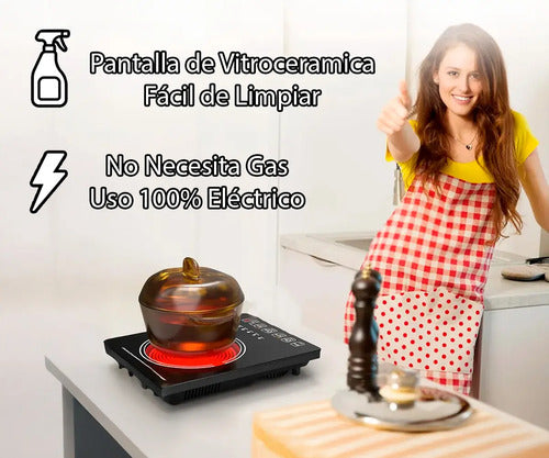 Anafe Electrico Vitroceramica Kanjihome Portátil 2000 Watts