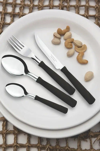 Set De 24 Cubiertos Acero Inoxidable Con Mango Plástico