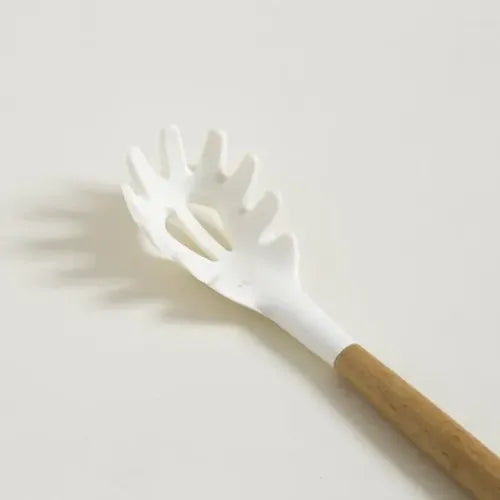 Cuchara De Silicona Para Pasta Cream Con Mango De Madera Blanco Canela