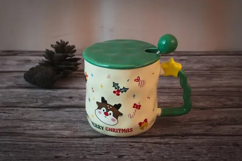 Taza Cerámica Tapa Papa Noel Merry Chris