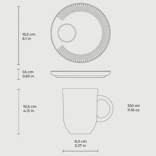 Mugs/tazas Plato X4 Cerámica Gres Esmaltada | 330ml Verde