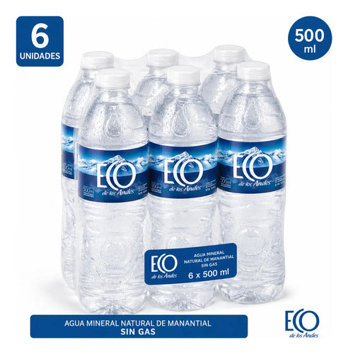 Agua Mineral Eco De Los Andes Sin Gas 500 Ml Pack X 6