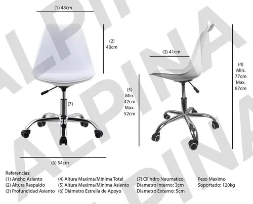 Silla De Escritorio Oficina Tulip Ruedas Giratoria Alpina Color Rosa Material Del Tapizado Cuero Sintético