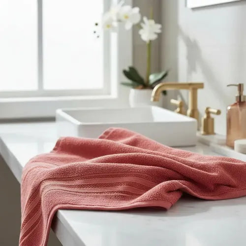 Set Toalla Y Toallon Monaco 420 Gr Kinoto Deco Baño Rojo