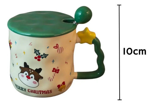 Taza Cerámica Tapa Papa Noel Merry Chris