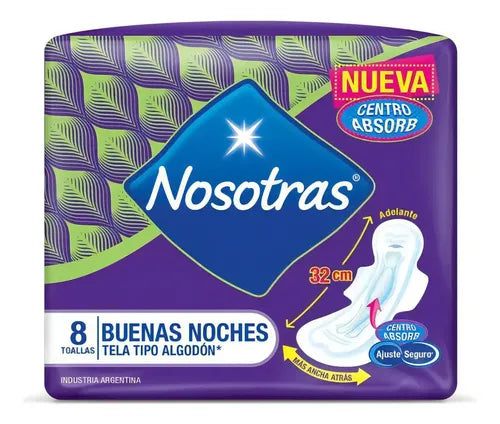 Toallitas Femeninas Nosotras Buenas Noches X8 Unidades