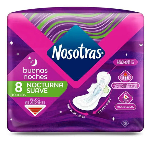 Toallitas Femeninas Nosotras Buenas Noches X8 Unidades