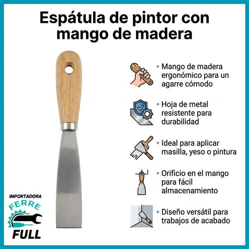 Espátulas de Pintor con Mango de Madera 1, 2 y 3 Pulgadas Pack x 3 · 15932 · foto 02