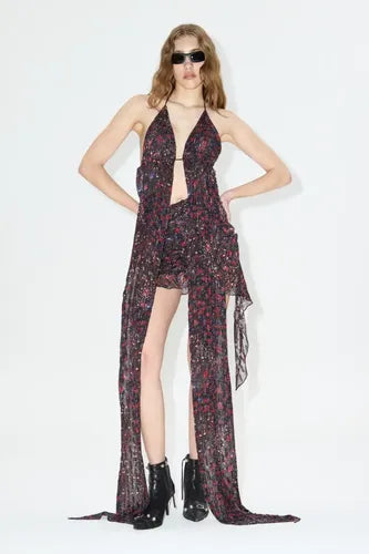Pollera Falda Mini Gasa Volados Laterales Cher Mix Mujer