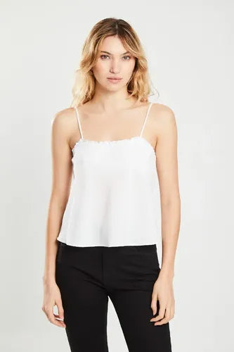 Musculosa Midi De Crepe, Escote Recto Off White Koxis Mujer