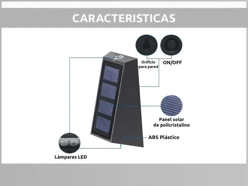 Aplique Exterior Bidireccional Panel Solar Luz Rgb Calida X2