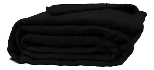 Frazada Flannel 2 Plazas Y Media Extrasuave Gruesa Liso 1.2 Kg Negro